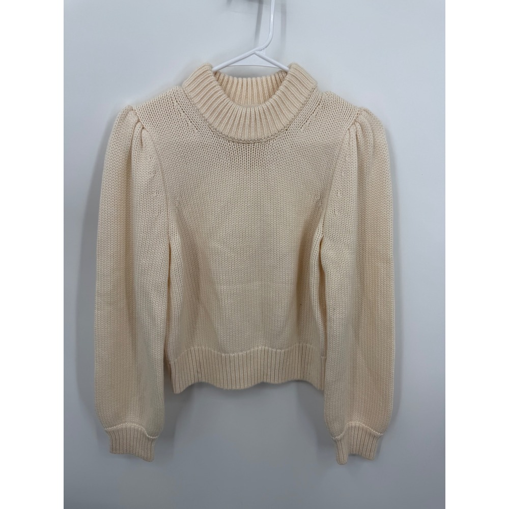 Wilfred Olivetti‎ Sweater Women  S Cream White Merino Wool Puff Sleeve Mock Neck